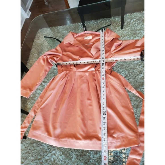 HOUSE OF CB LONDON Women Pink Polyester Wrap V Neck Knee Length Dress Small - Picture 8 of 14